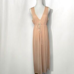 Vintage ~1950s peachy nylon gown / slip  dress M cottagecore / Fairycore